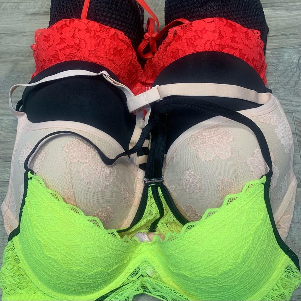 Victoria Secret PINK Bundle 5 Bras Variety Plunge Dream Angels Multi Lined Lace - Picture 5 of 11